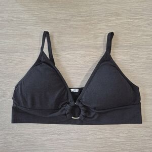 Black Ring Detail Crop Bikini Top